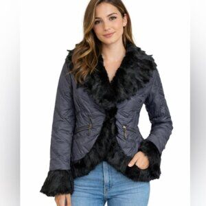 Designer Roberta Scarpa 100% Kidfur Trimmed Jacket